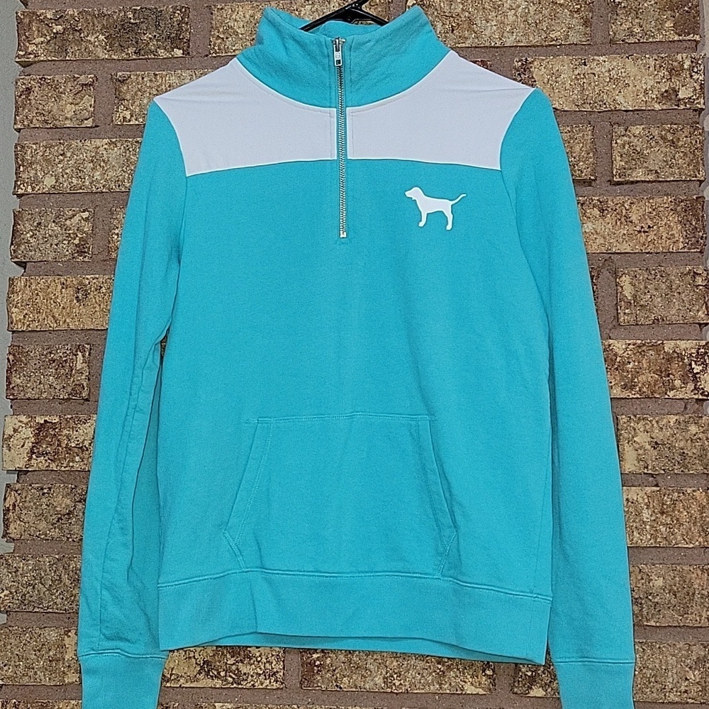 Victoria's Secret PINK Women's Quarter-Zip Pullover Turquoise Size XS